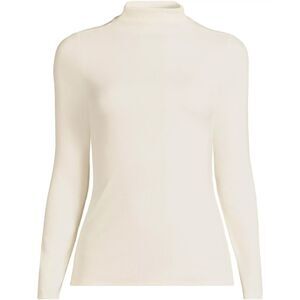 NWOT Lands' End Lightweight Ivory Mock Turtleneck Long Sleeve Top Sz XL